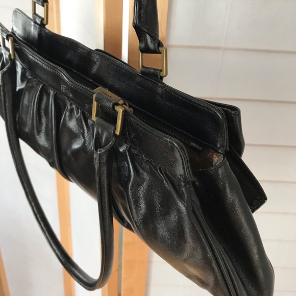 HOBO bow top handle bag smooth Black leather - Picture 7 of 8